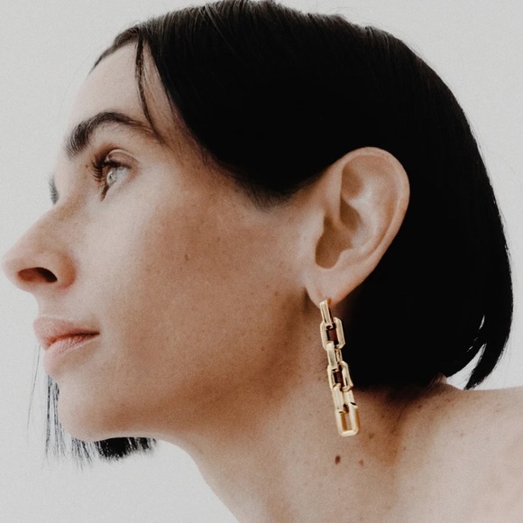 *NEW* EDDIE BORGO 12K GOLD CHAIN LINK DROP EARRINGS - Picture 2 of 6